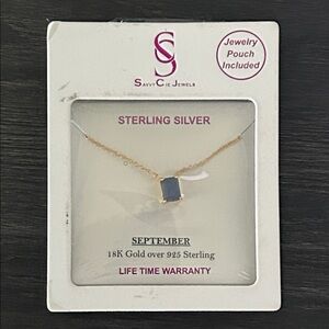Savvy Cie Jewels September Birthstone 18K Gold over Sterling Sapphire pendant